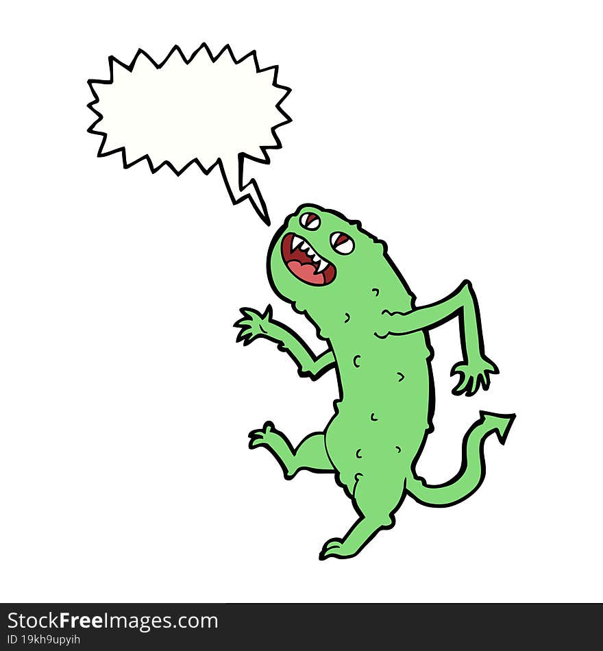 cartoon monster with speech bubble