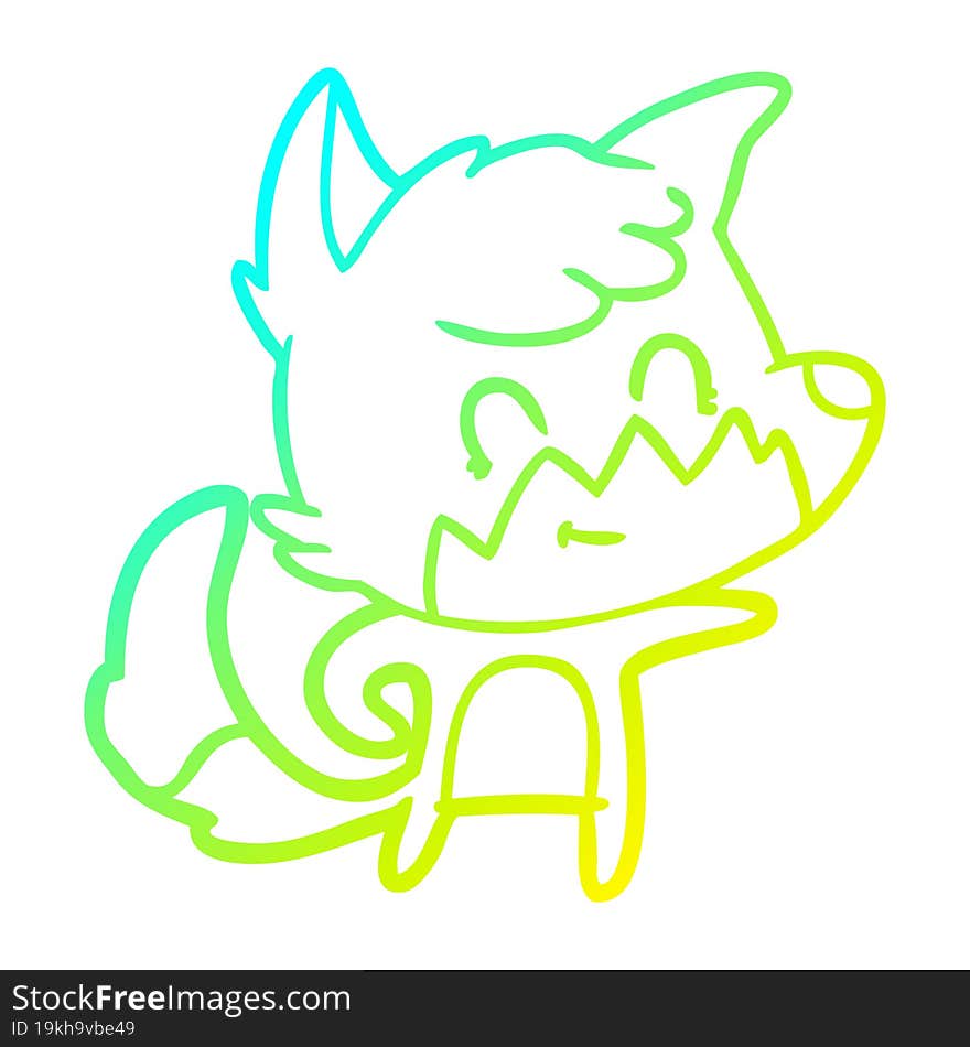 cold gradient line drawing cartoon friendly fox