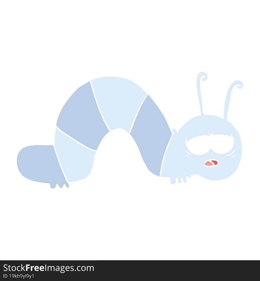 flat color style cartoon tired caterpillar