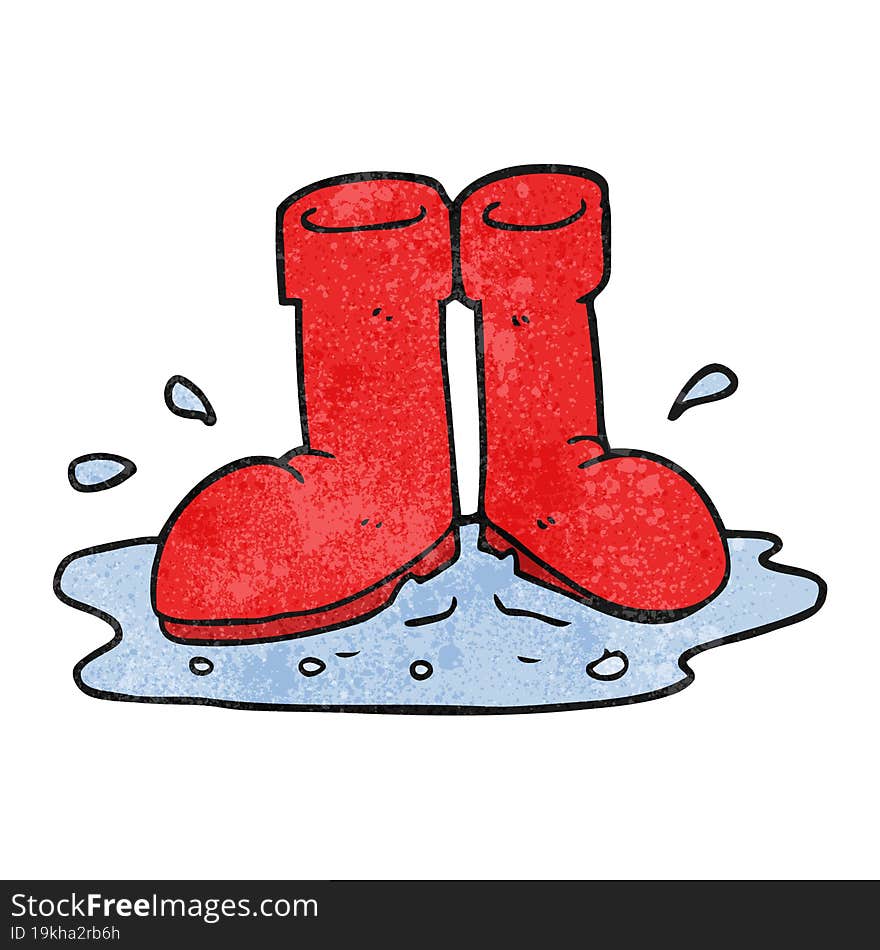 textured cartoon wellington boots in puddle