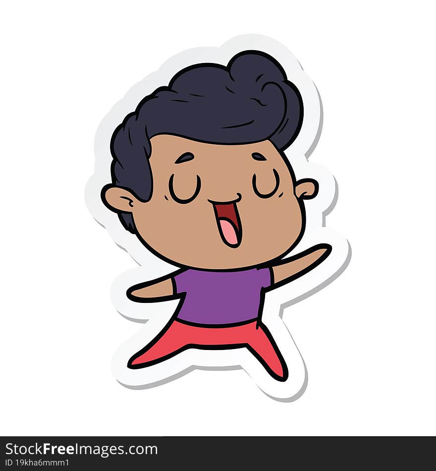 sticker of a happy cartoon man