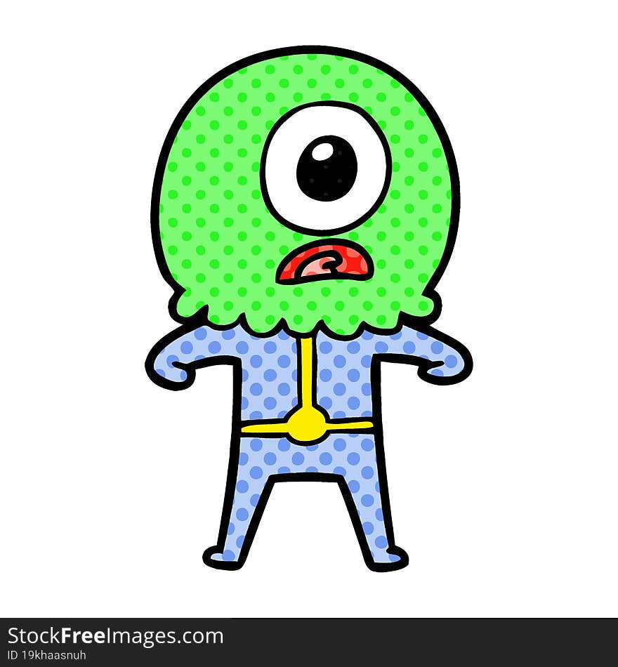 cartoon cyclops alien spaceman. cartoon cyclops alien spaceman