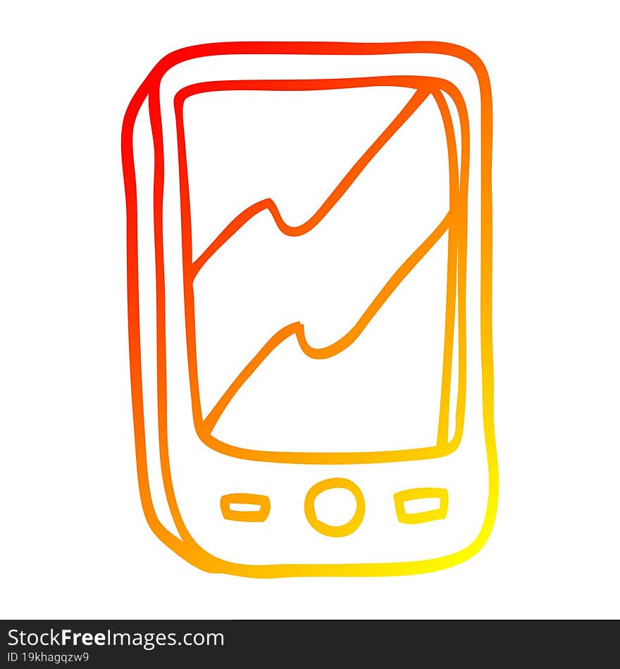 warm gradient line drawing of a cartoon red mobile phone