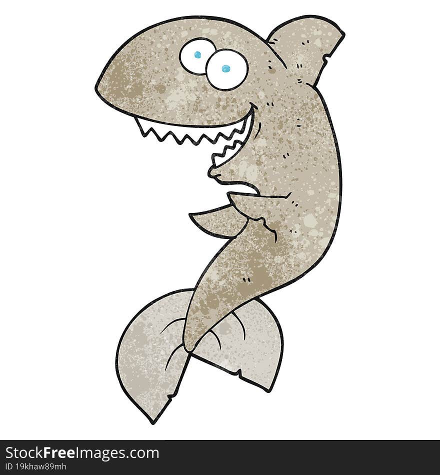 freehand textured cartoon shark