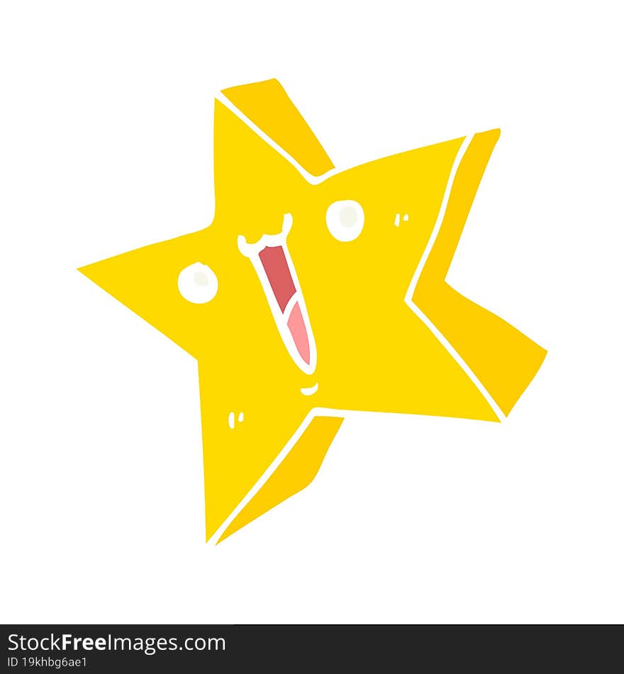 Flat Color Style Cartoon Happy Star