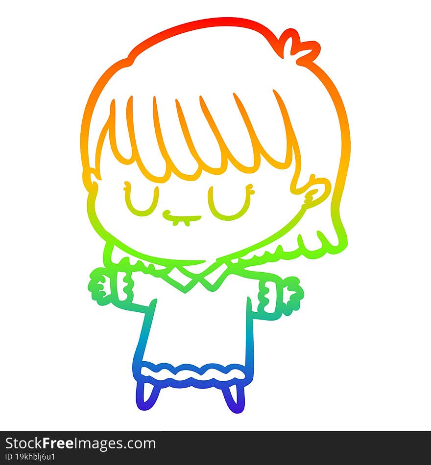 rainbow gradient line drawing of a cartoon woman