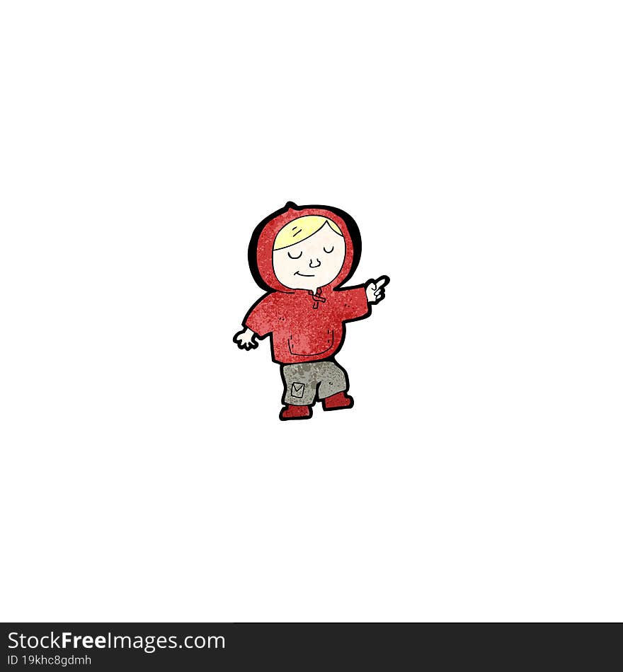 cartoon boy in hooded sweatshirt dancing