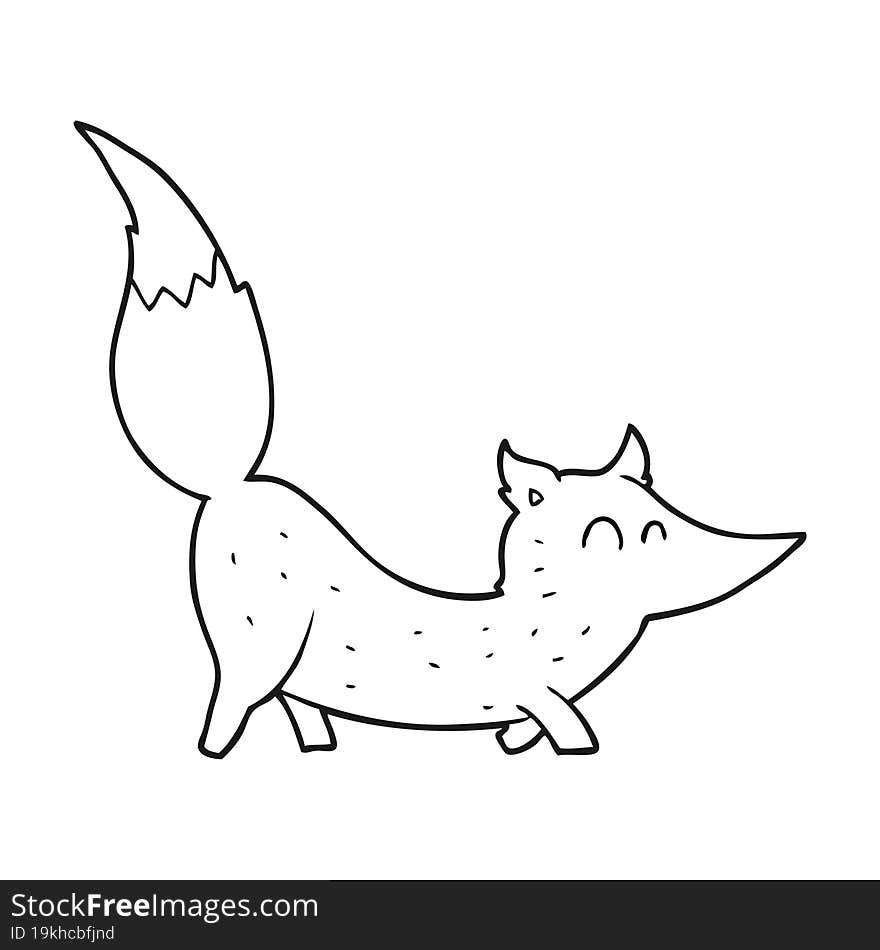 Black And White Cartoon Little Wolf