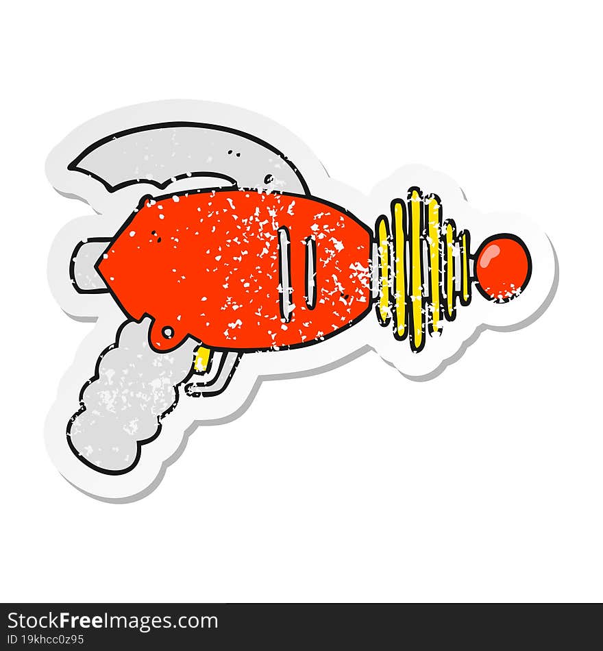 Distressed Sticker Of A Cartoon Ray Gun