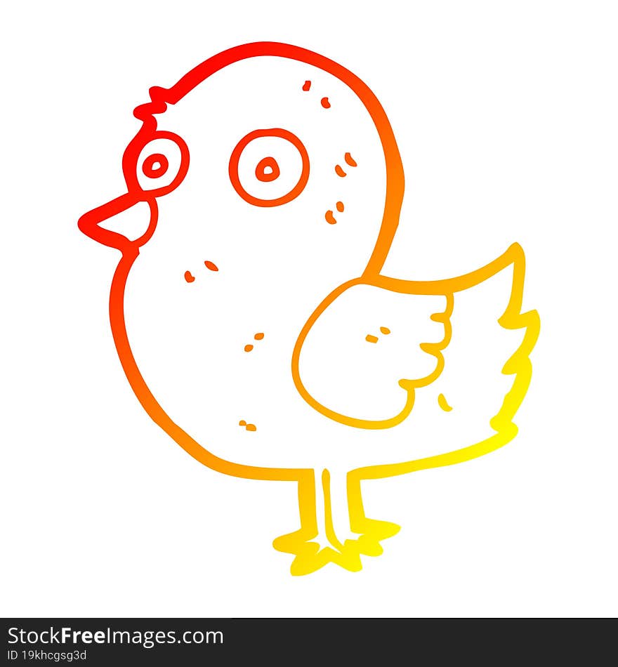 warm gradient line drawing of a cartoon bird