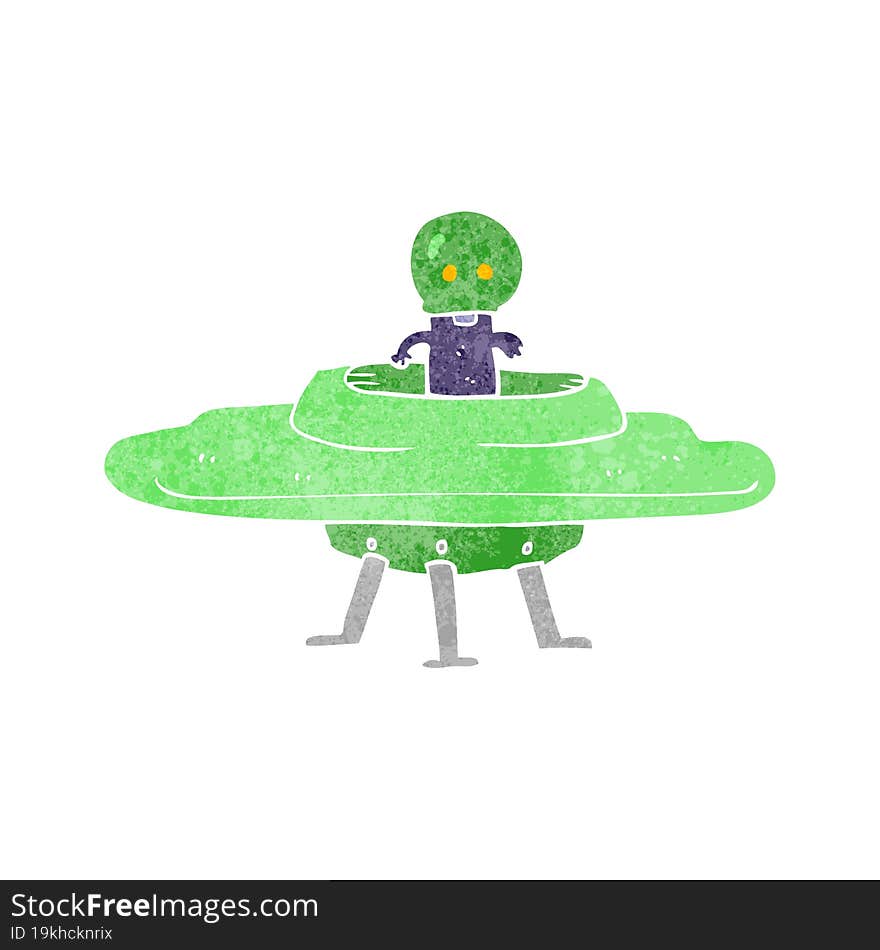 retro cartoon flying saucer