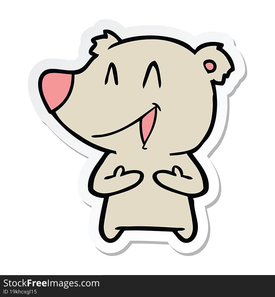 Sticker Of A Laughing Bear Cartoon