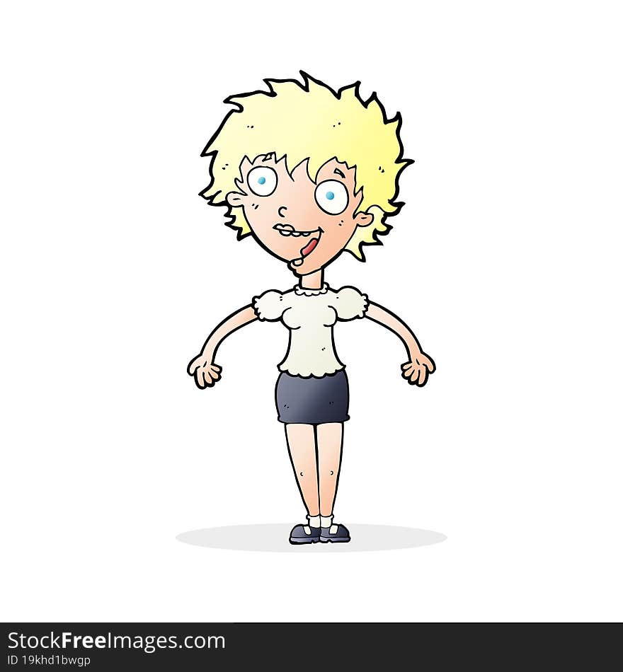 cartoon excited woman