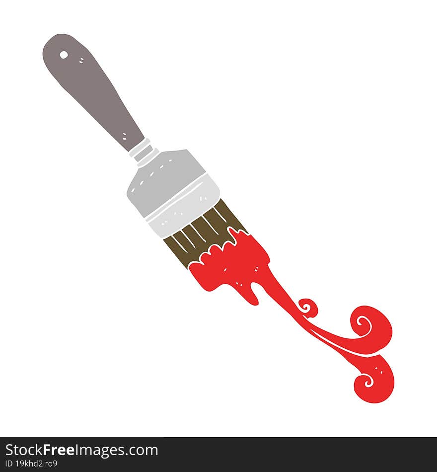 flat color illustration of a cartoon paint brush dripping