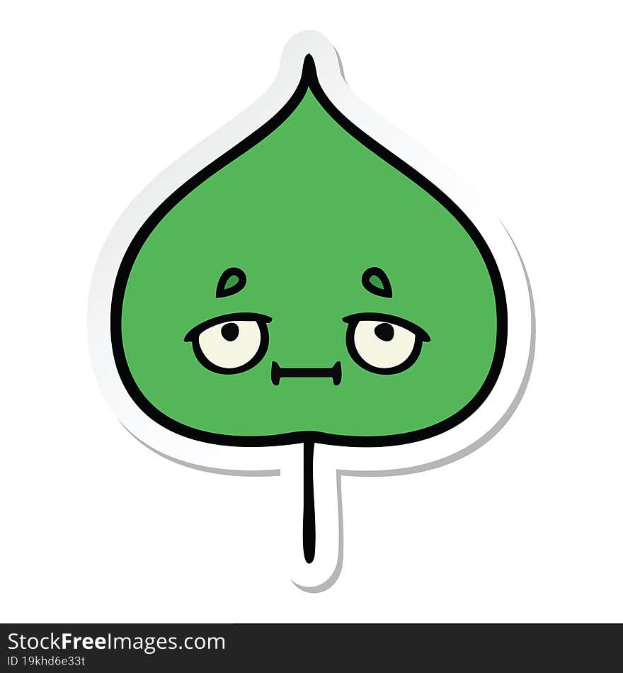 sticker of a cute cartoon expressional leaf