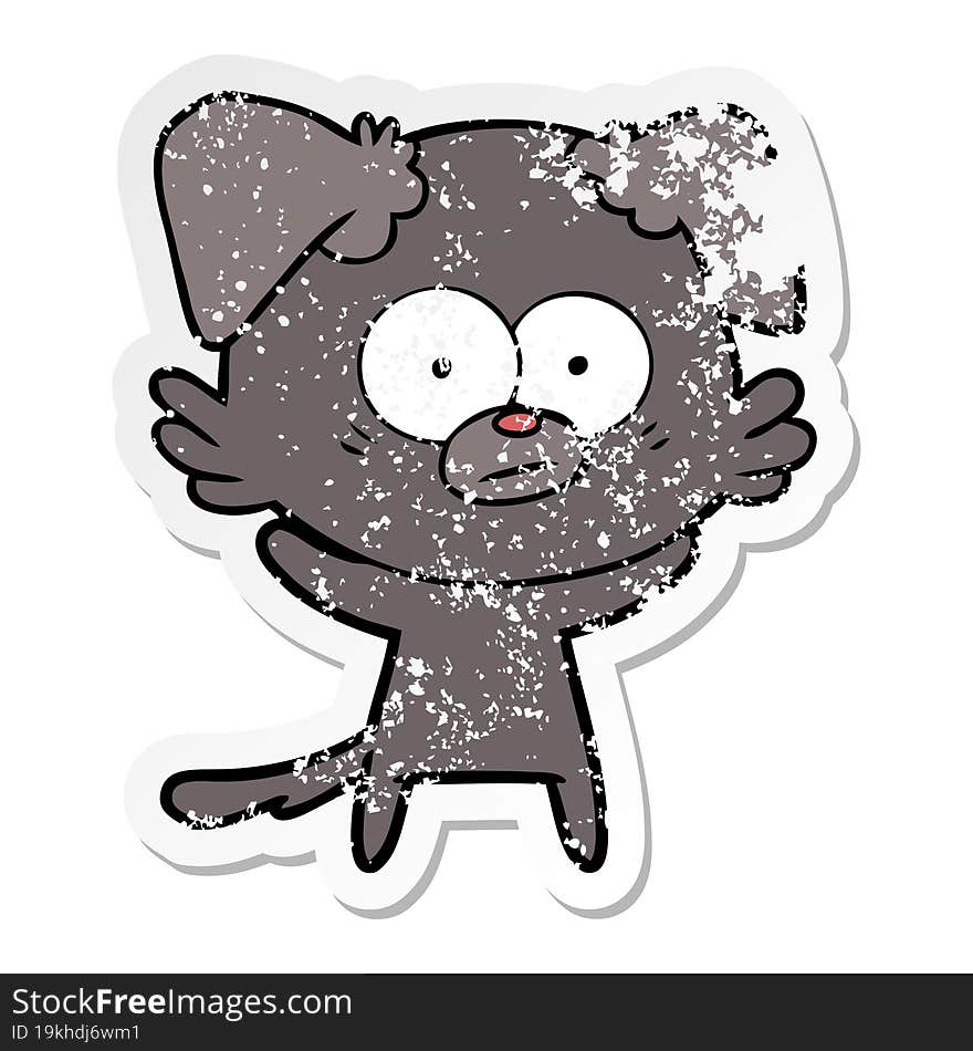 distressed sticker of a nervous dog cartoon