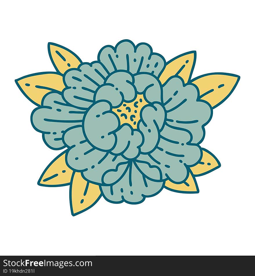 tattoo style icon of a blooming flower