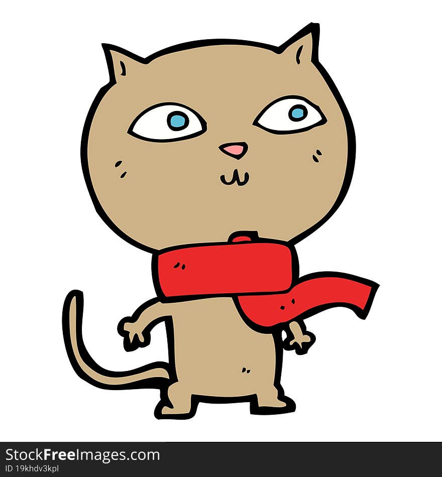 cartoon funny cat wearing scarf