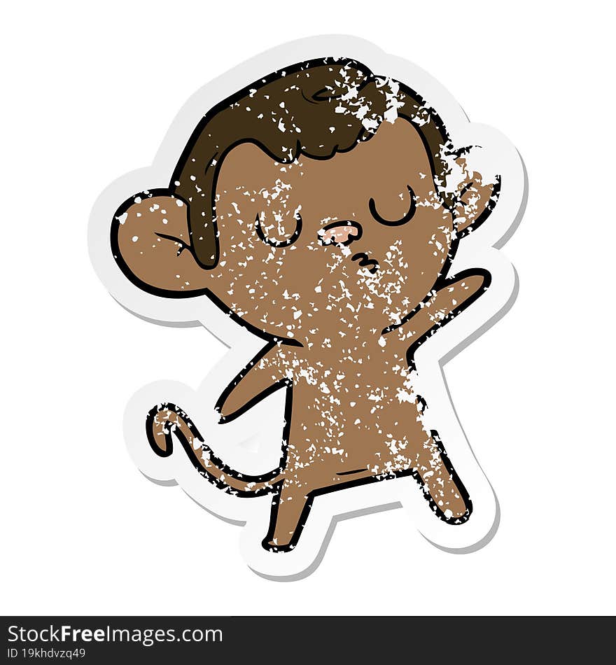 distressed sticker of a cartoon monkey