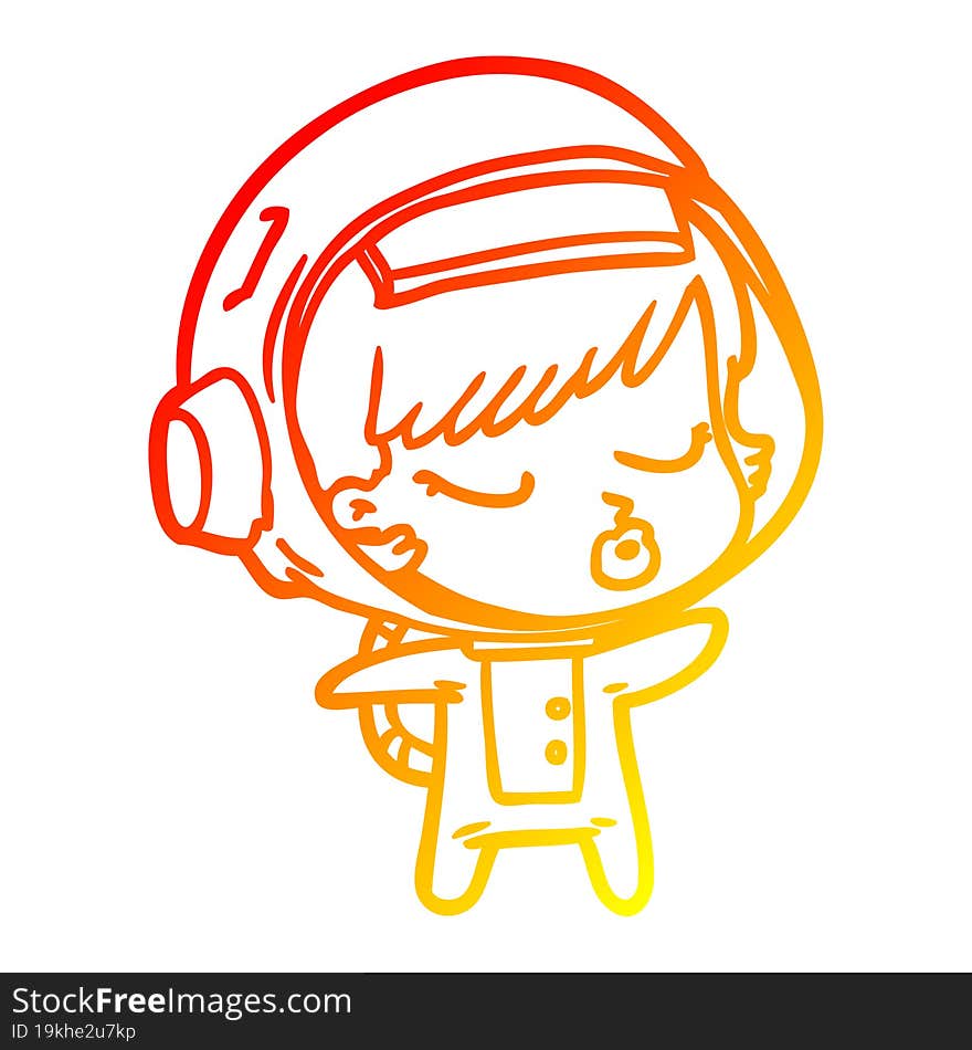 warm gradient line drawing cartoon pretty astronaut girl