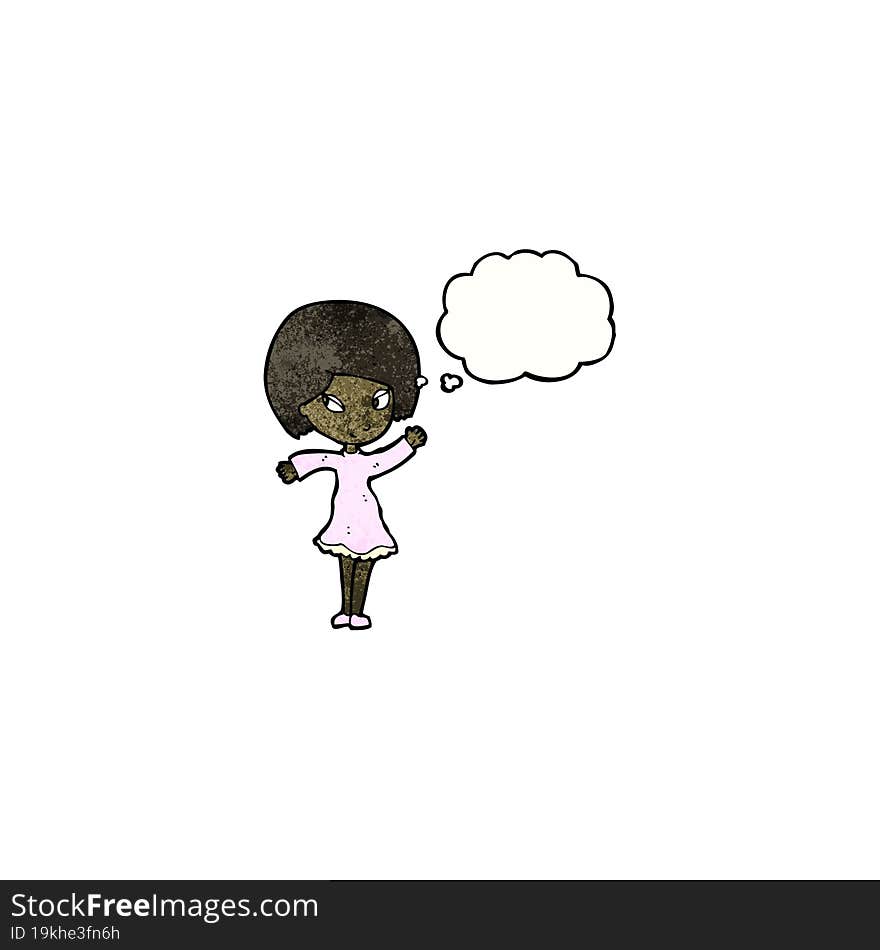 cartoon woman with thought bubble