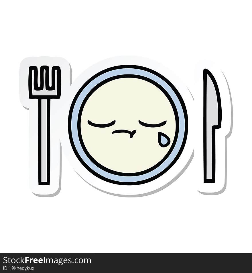 Sticker Of A Cute Cartoon Dinner Plate