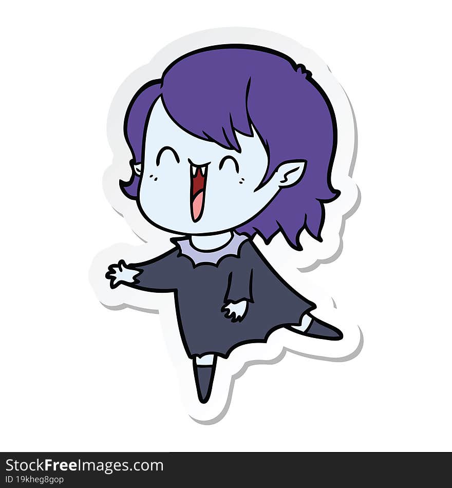 sticker of a cute cartoon happy vampire girl