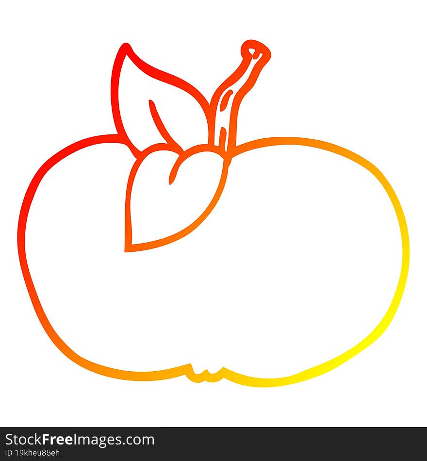 warm gradient line drawing cartoon juicy apple