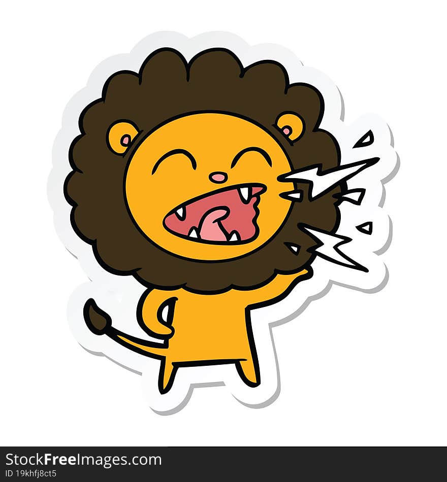 Sticker Of A Cartoon Roaring Lion