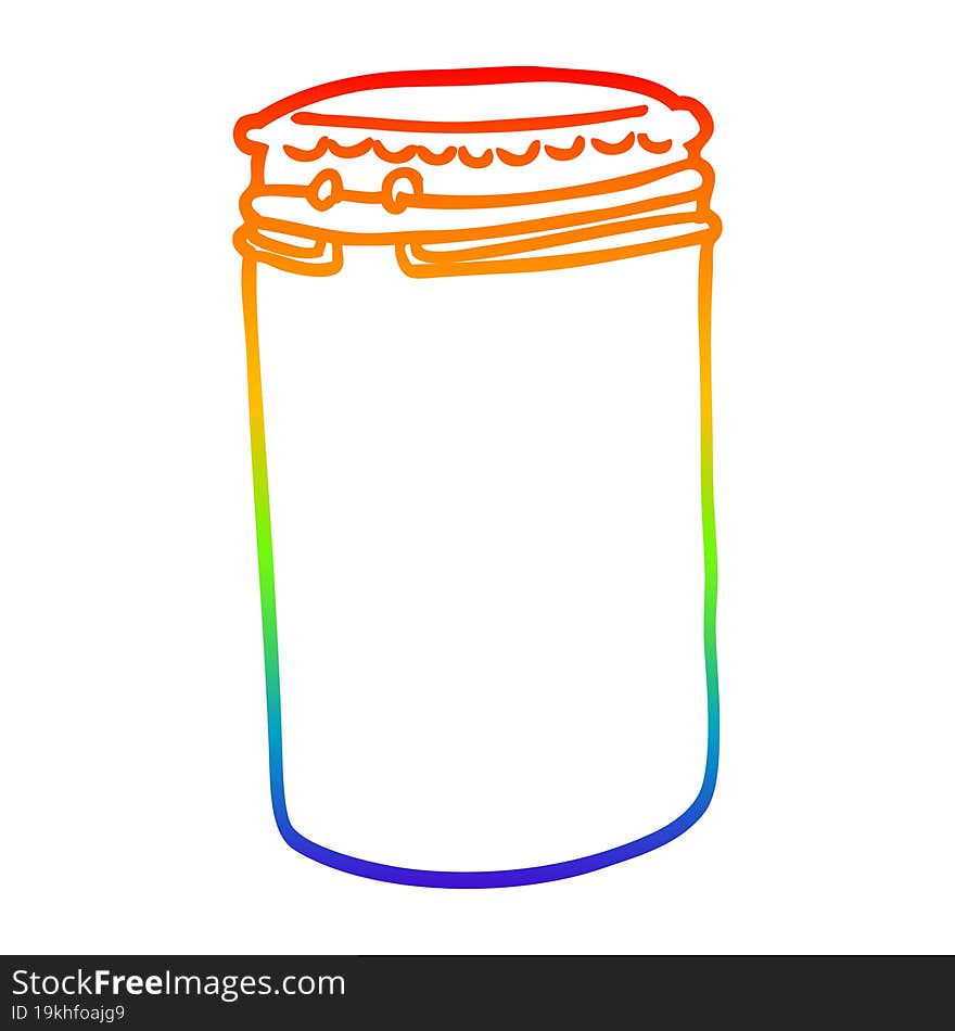 rainbow gradient line drawing of a cartoon storage jar