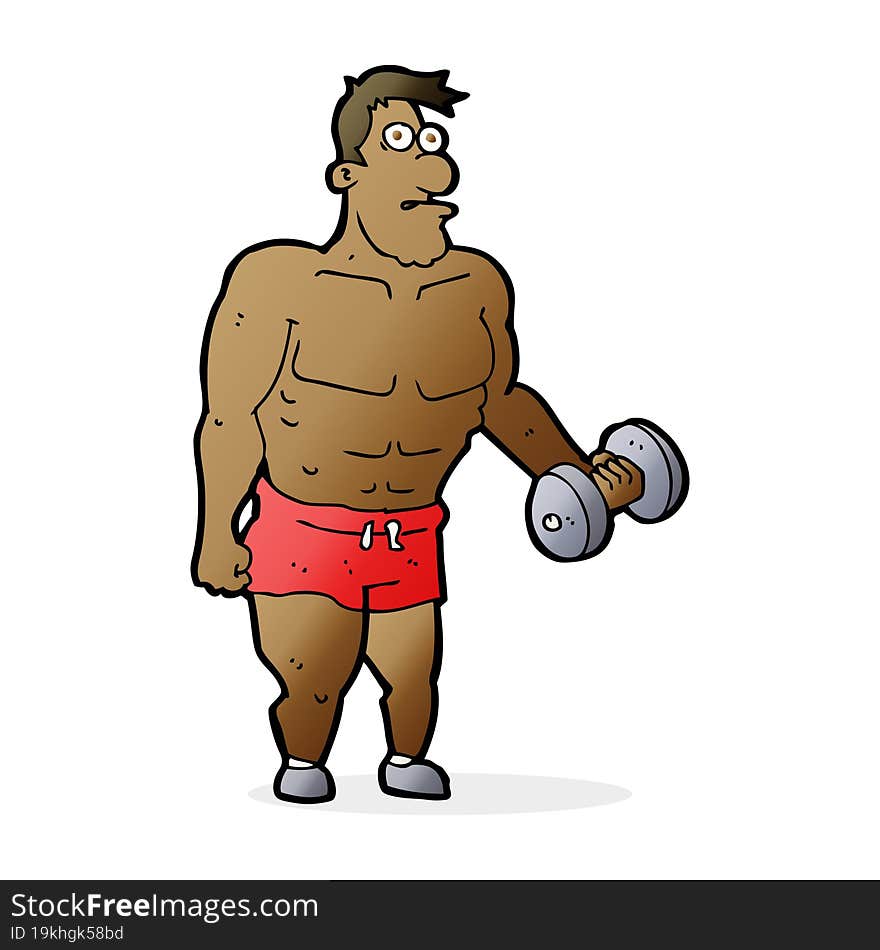 cartoon man lifting weights