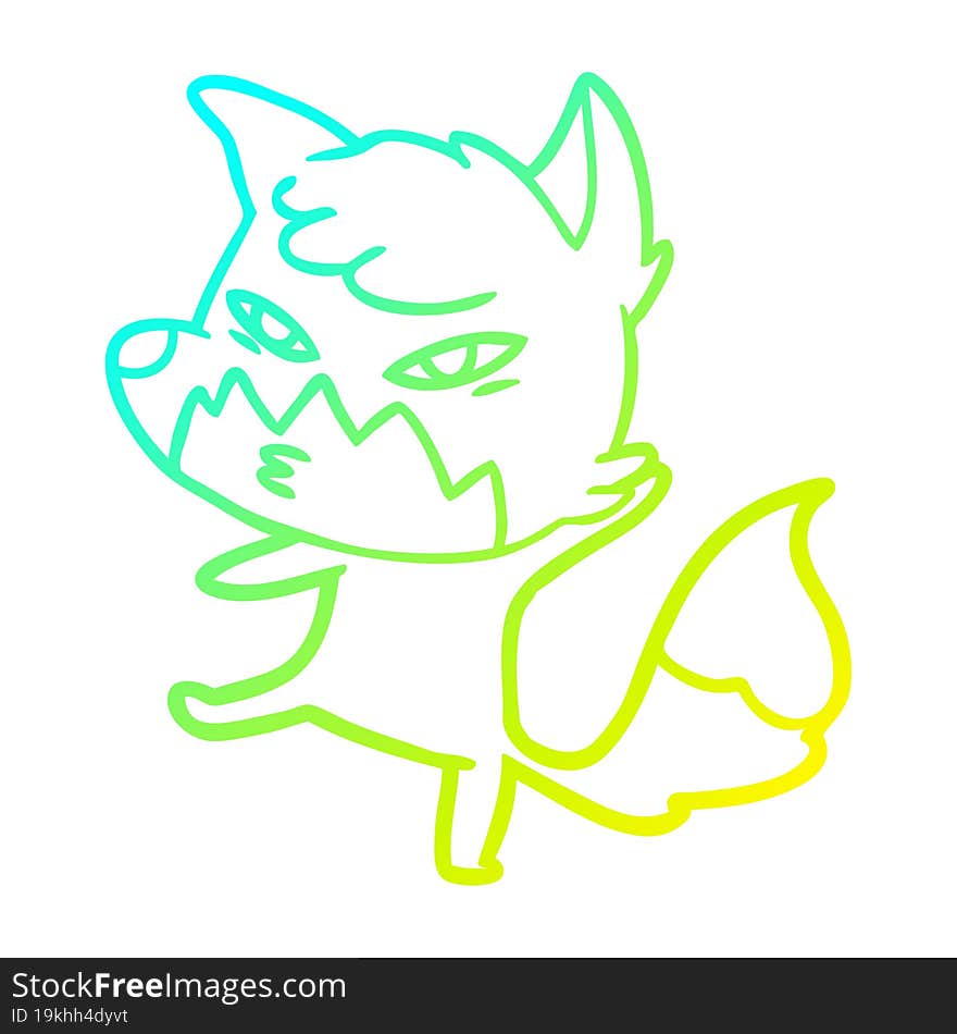 cold gradient line drawing clever cartoon fox