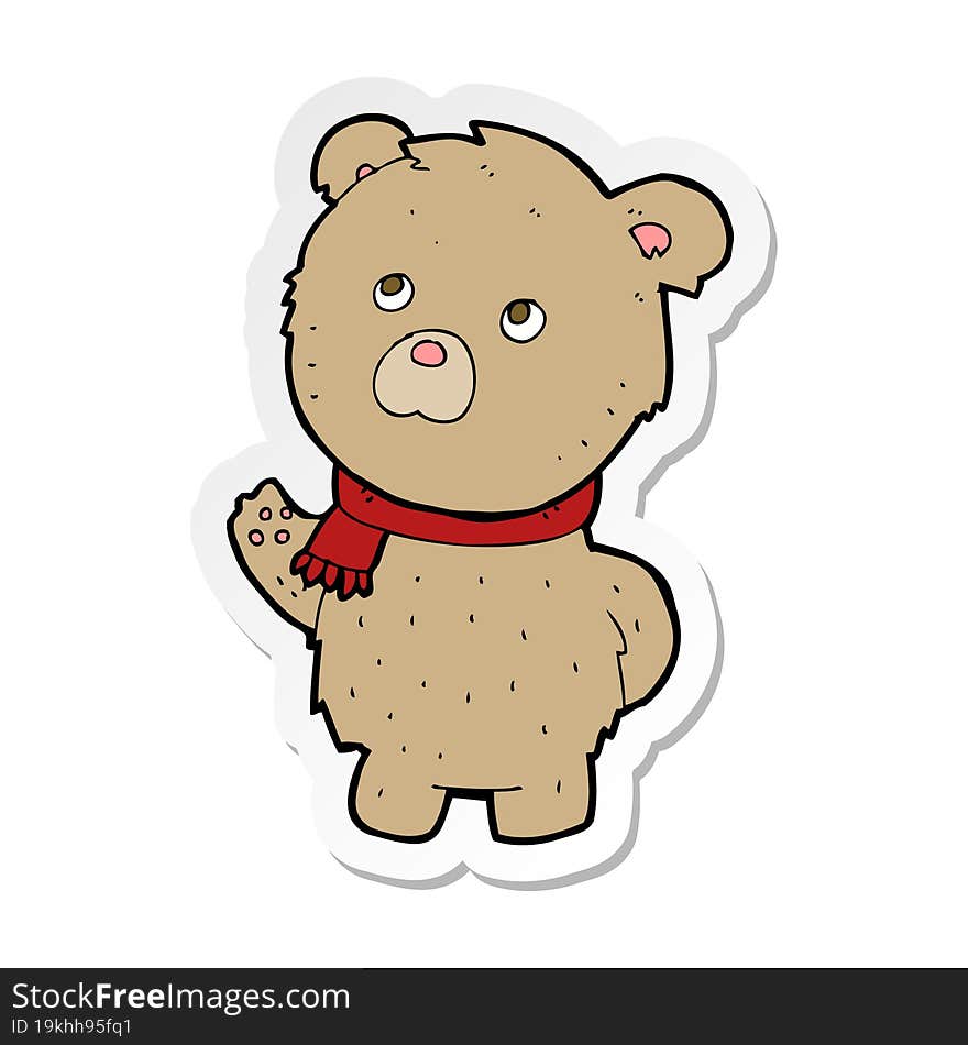 sticker of a cartoon teddy bear