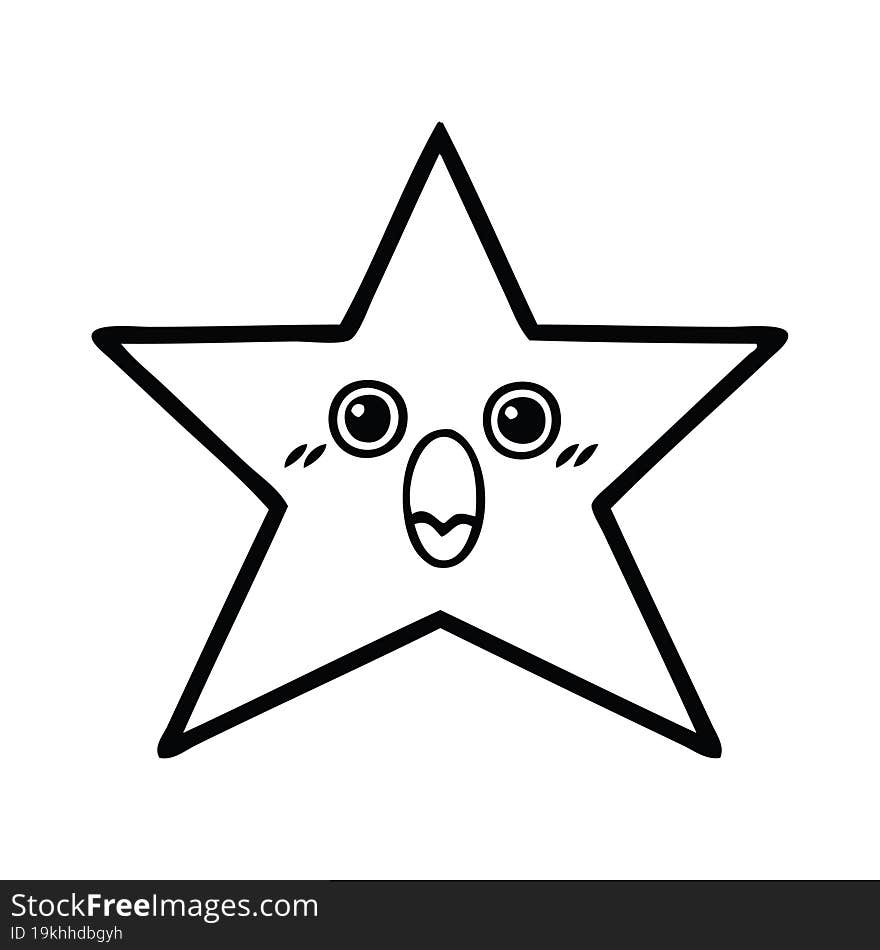 Line Drawing Cartoon Gold Star