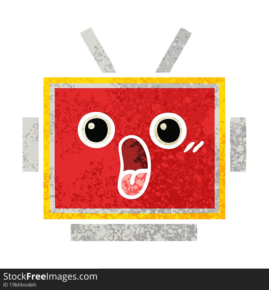 Retro Illustration Style Cartoon Robot Head