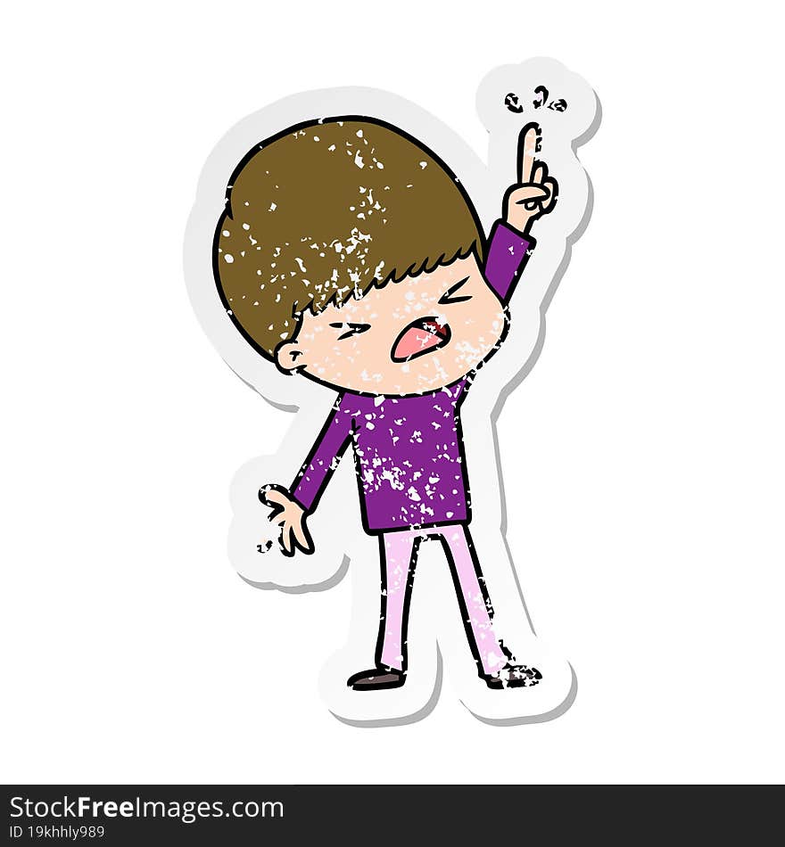 distressed sticker of a cartoon stressed man