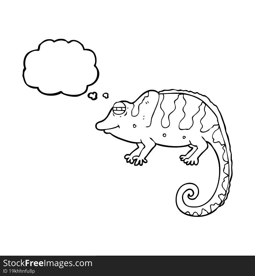 Thought Bubble Cartoon Chameleon