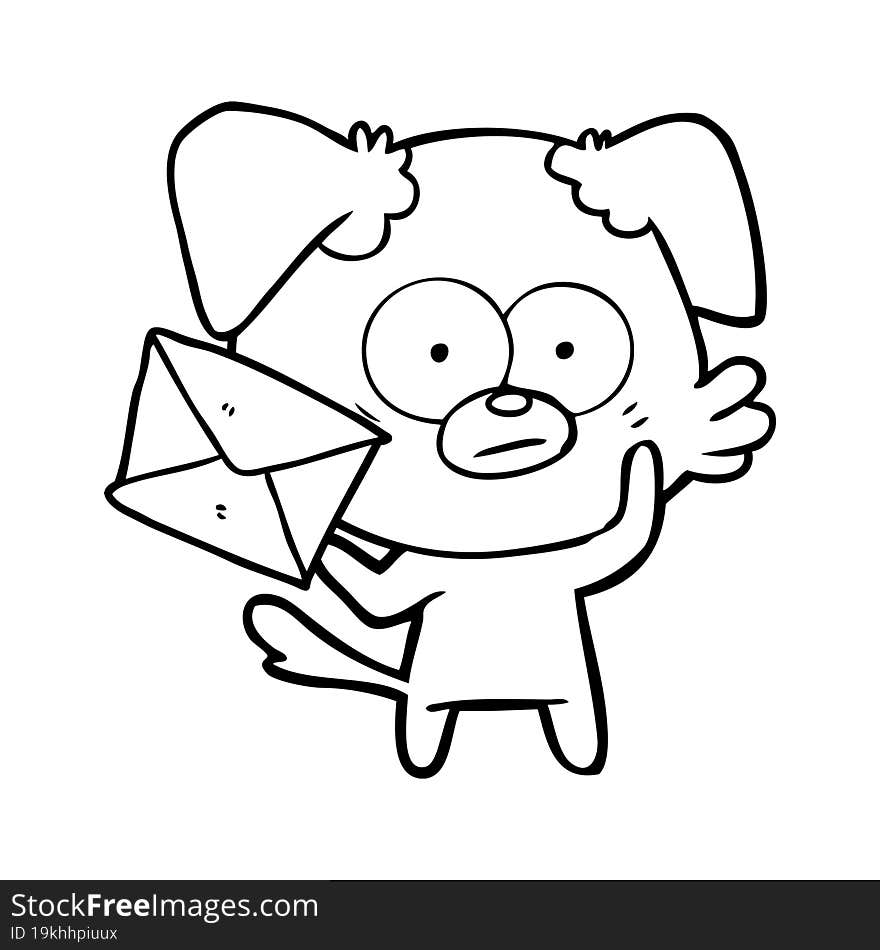 nervous dog cartoon with letter. nervous dog cartoon with letter