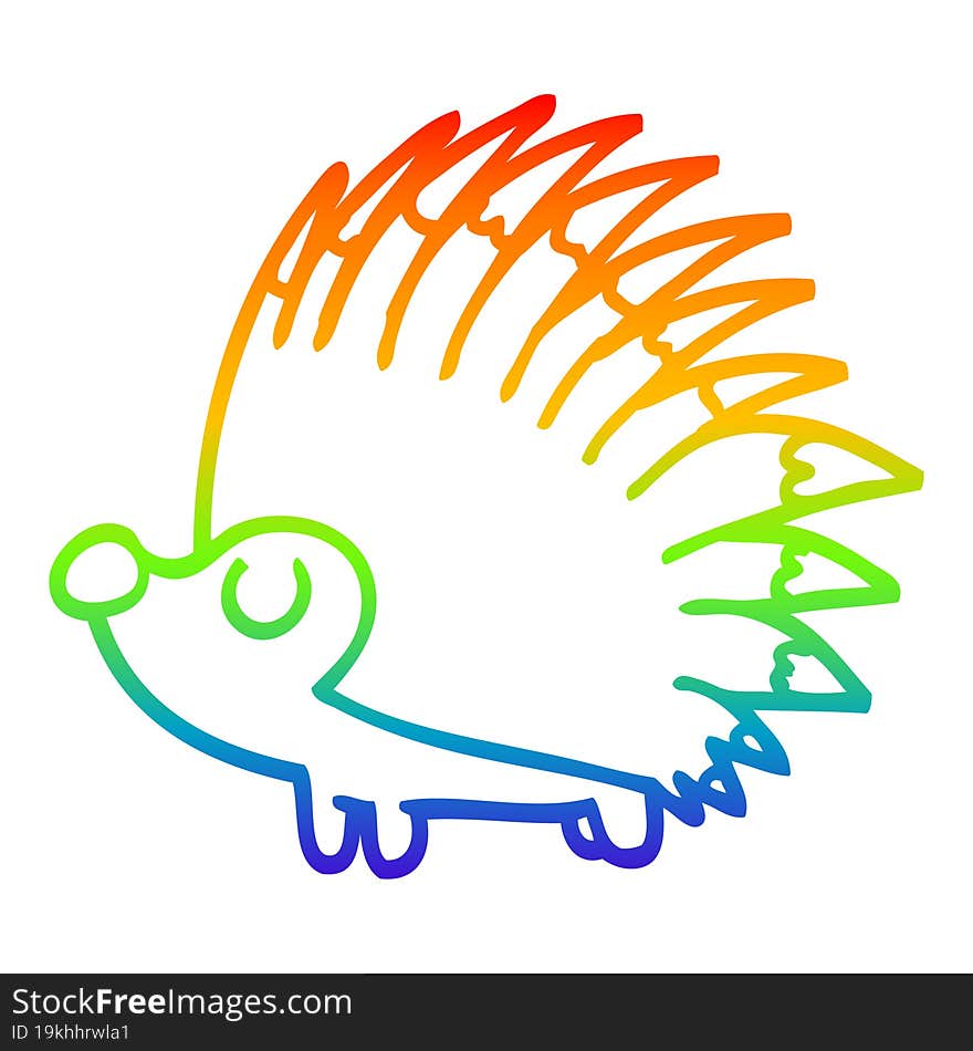 rainbow gradient line drawing cartoon spiky hedgehog