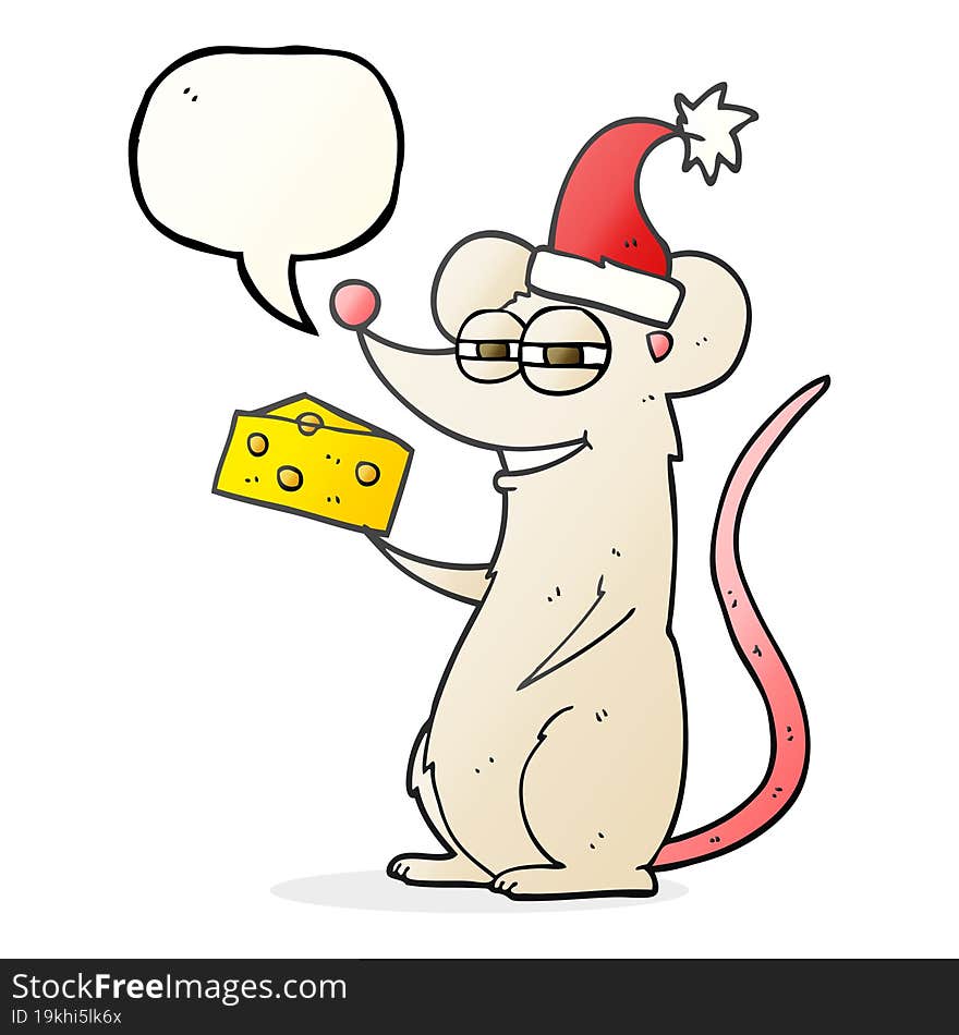 freehand drawn speech bubble cartoon christmas mouse