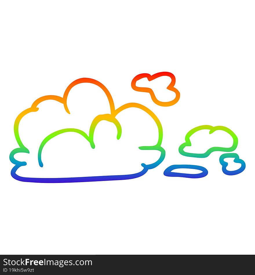 rainbow gradient line drawing cartoon storm cloud