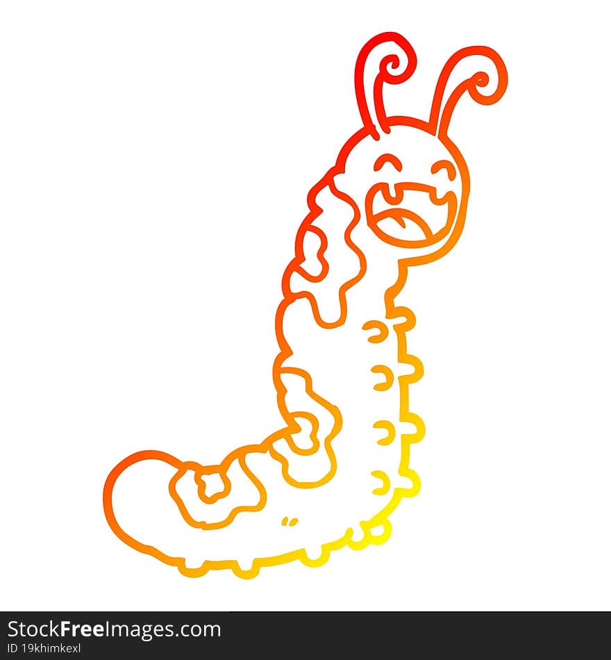 warm gradient line drawing funny cartoon caterpillar