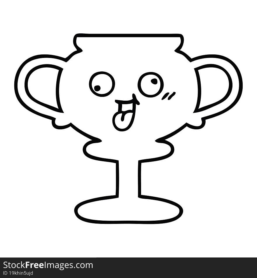 line drawing cartoon trophy