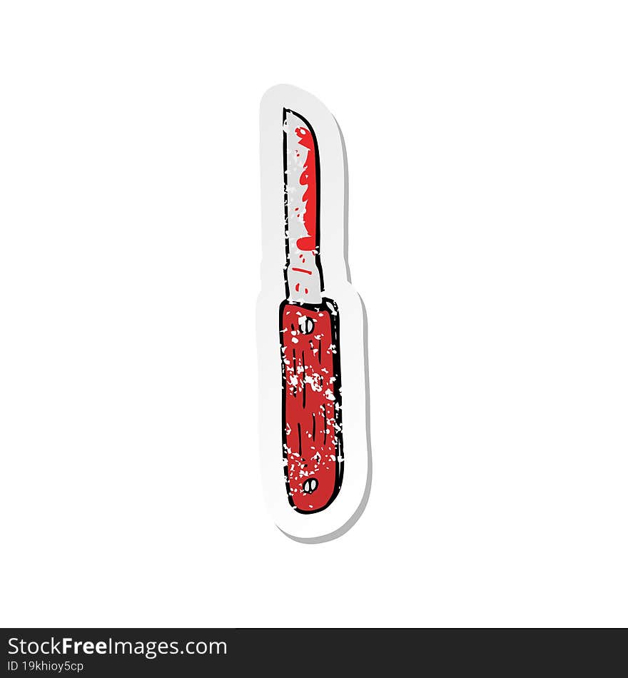 retro distressed sticker of a cartoon folding knife