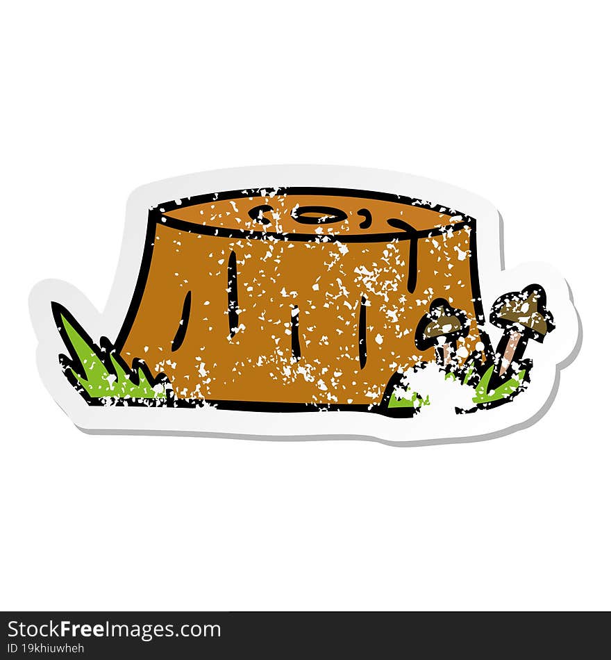 Distressed Sticker Cartoon Doodle Of A Tree Log