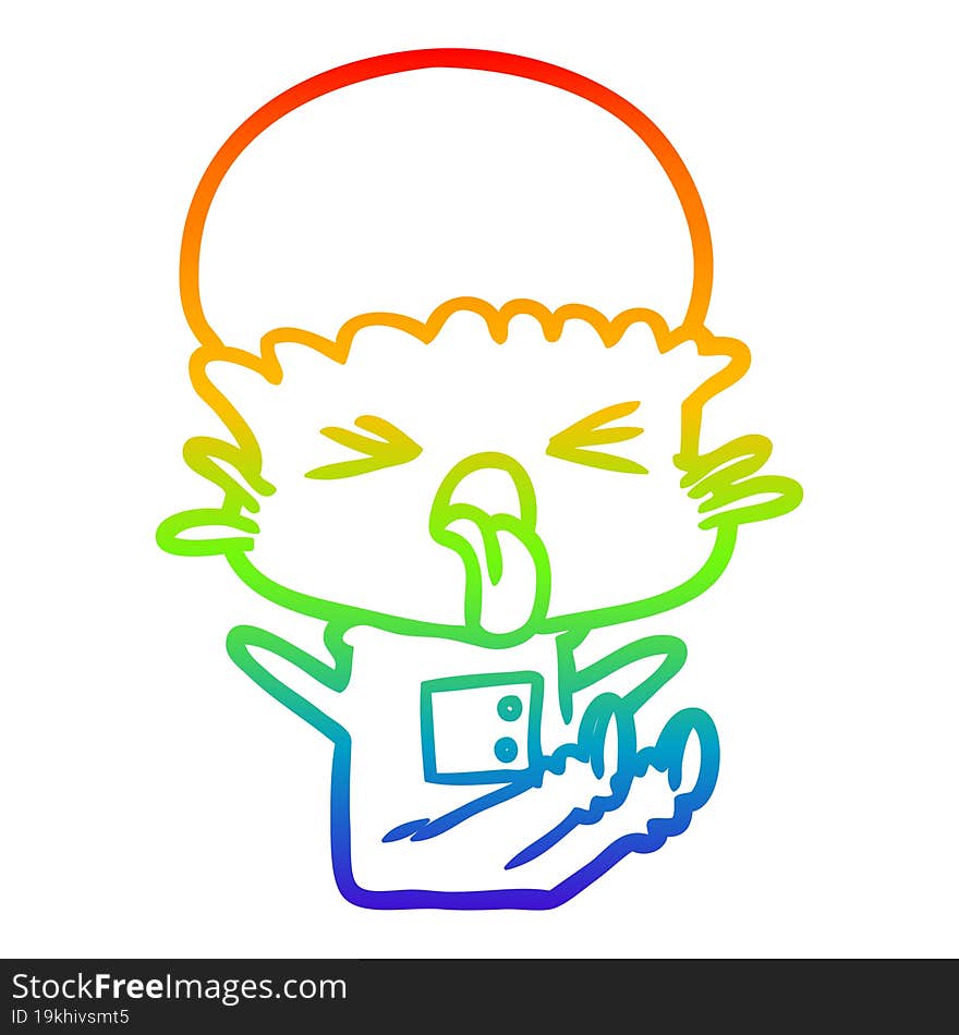 rainbow gradient line drawing disgusted cartoon alien