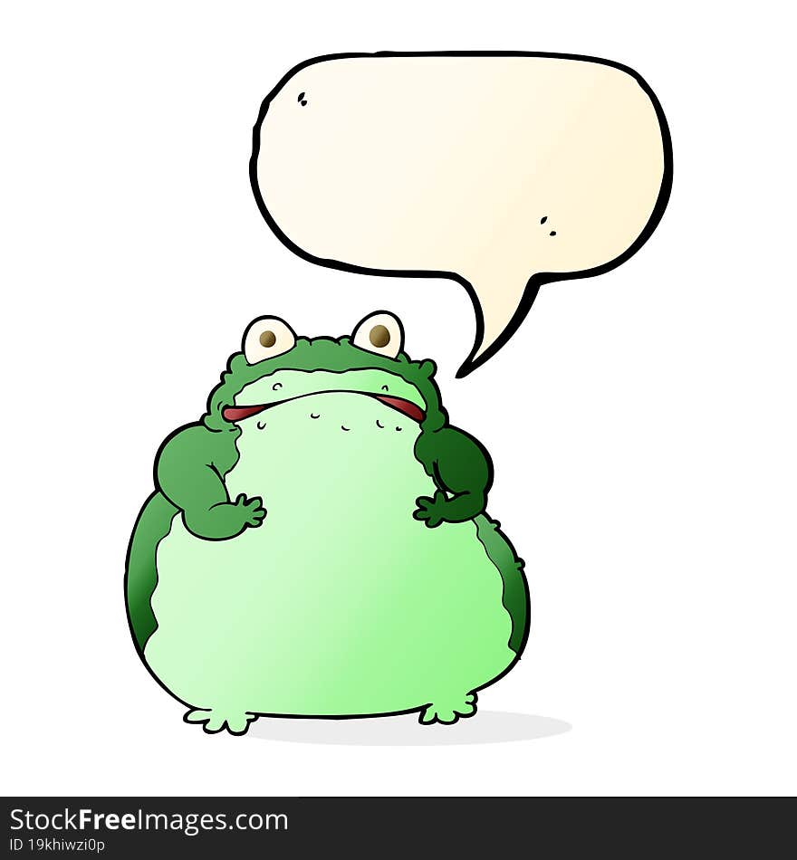 cartoon fat frog with speech bubble