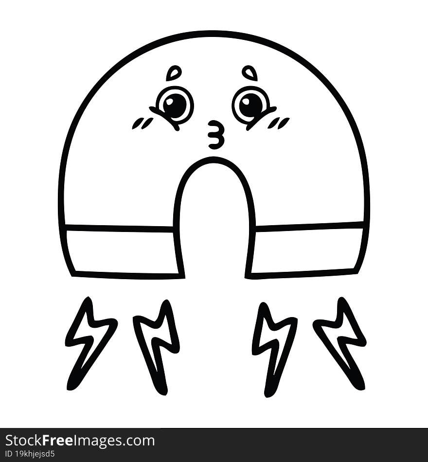 line drawing cartoon of a magnet. line drawing cartoon of a magnet