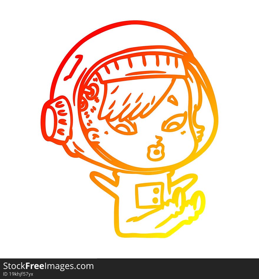 warm gradient line drawing cartoon astronaut woman