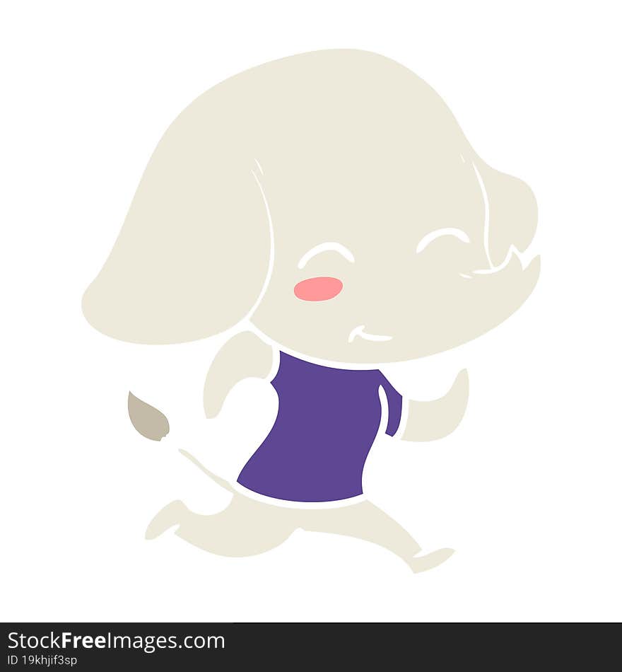 cute flat color style cartoon elephant